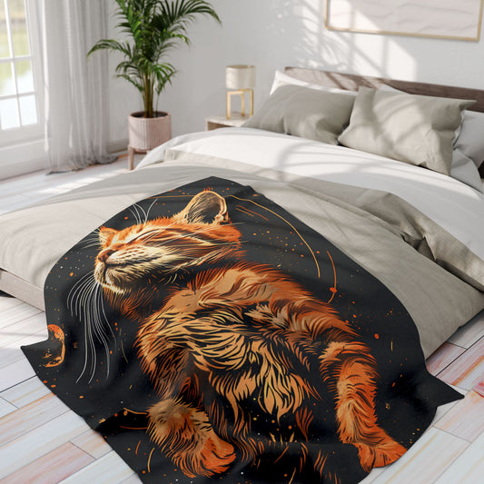 Cosmic Cat Fleece Blanket – Cozy Space-Themed Throw, Pet Lover Gift, Home Decor, Cat Lover Blanket, Warm Gift for All Occasions - VYBE