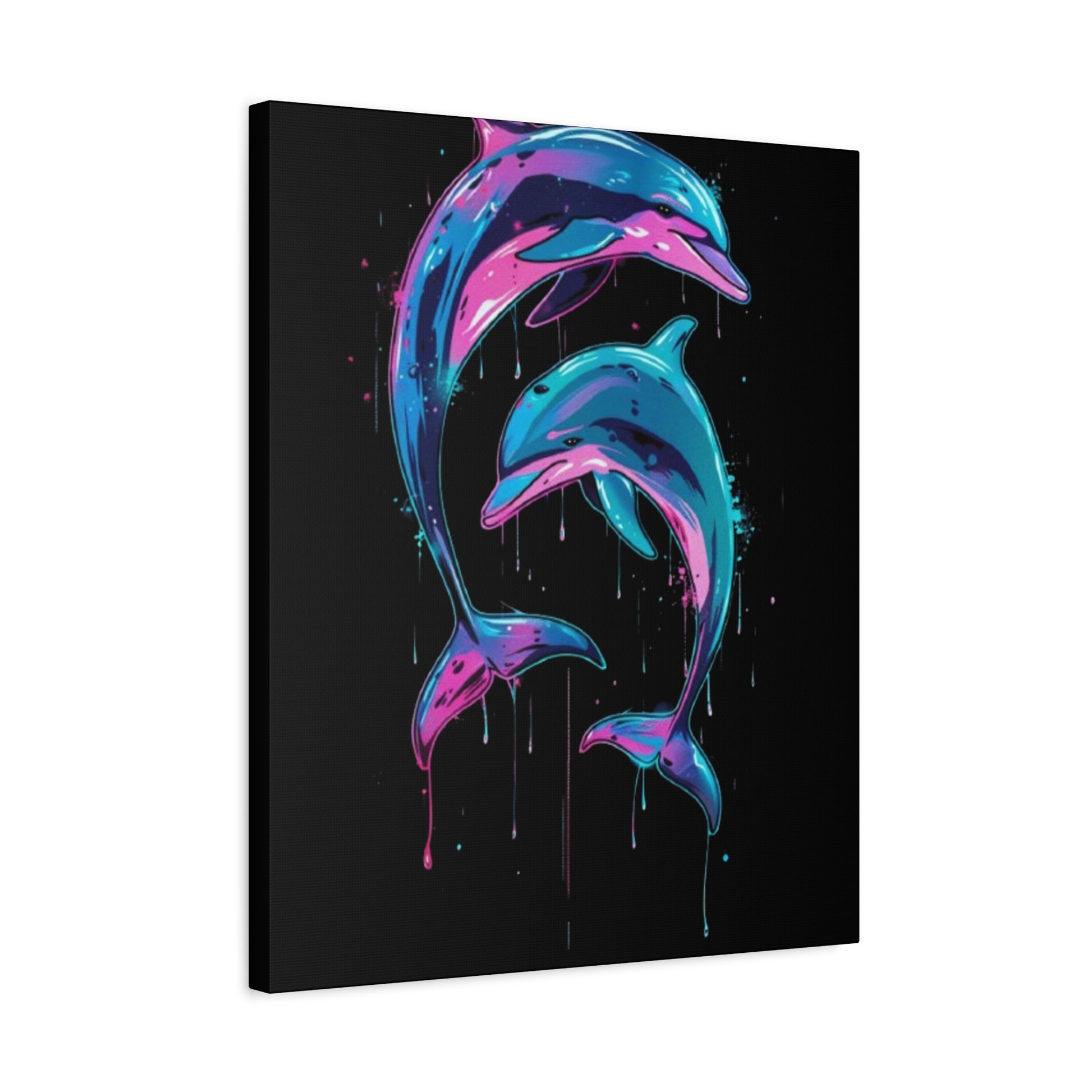 Neon Dolphin Design, Framed Canvas - VYBE Shop