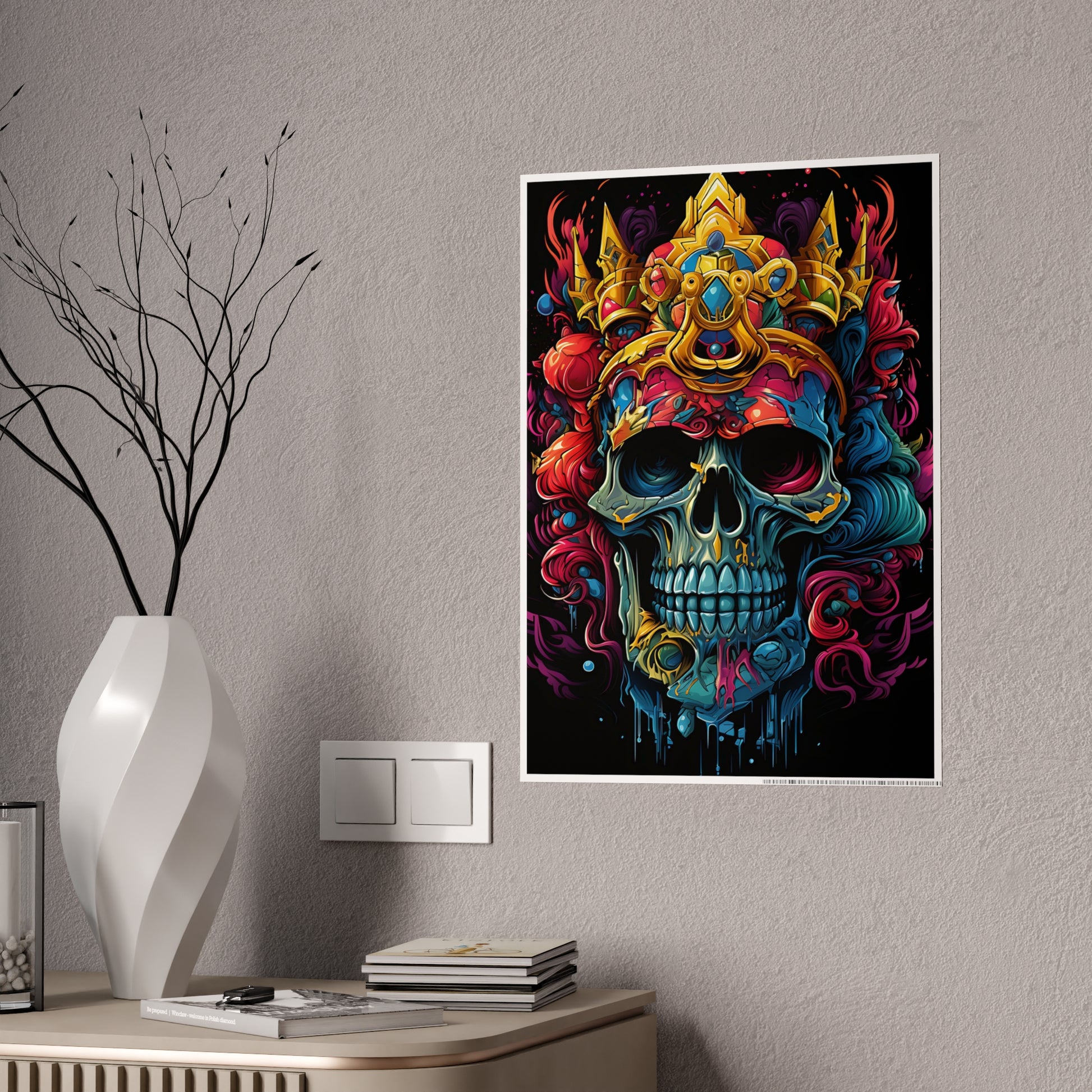 Vibrant Skull Art Poster - Glossy Colorful Home Decor - VYBE Shop