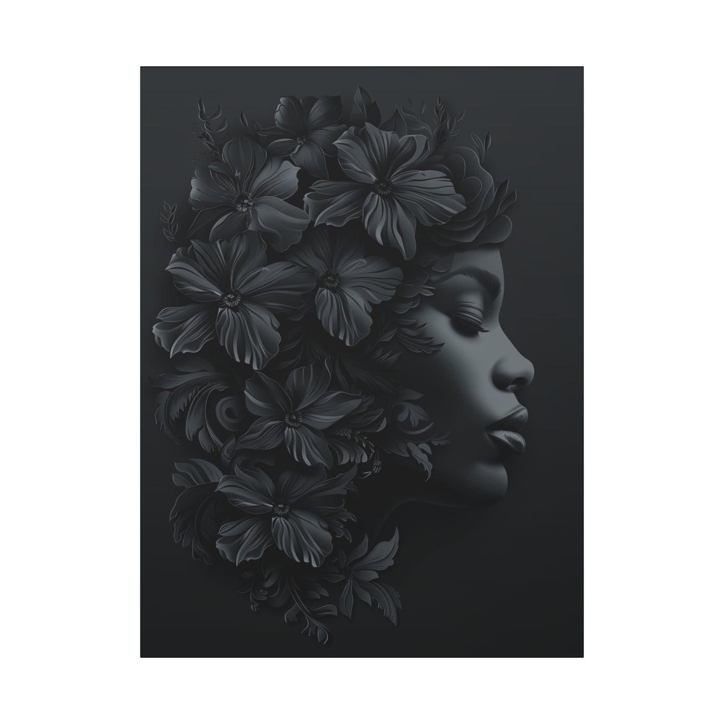 Elegant Floral Canvas Wall Art, Modern Home Decor, Black and White Art, Contemporary Living Room Decor, Gift for Her, Minimalist Art - VYBE Shop