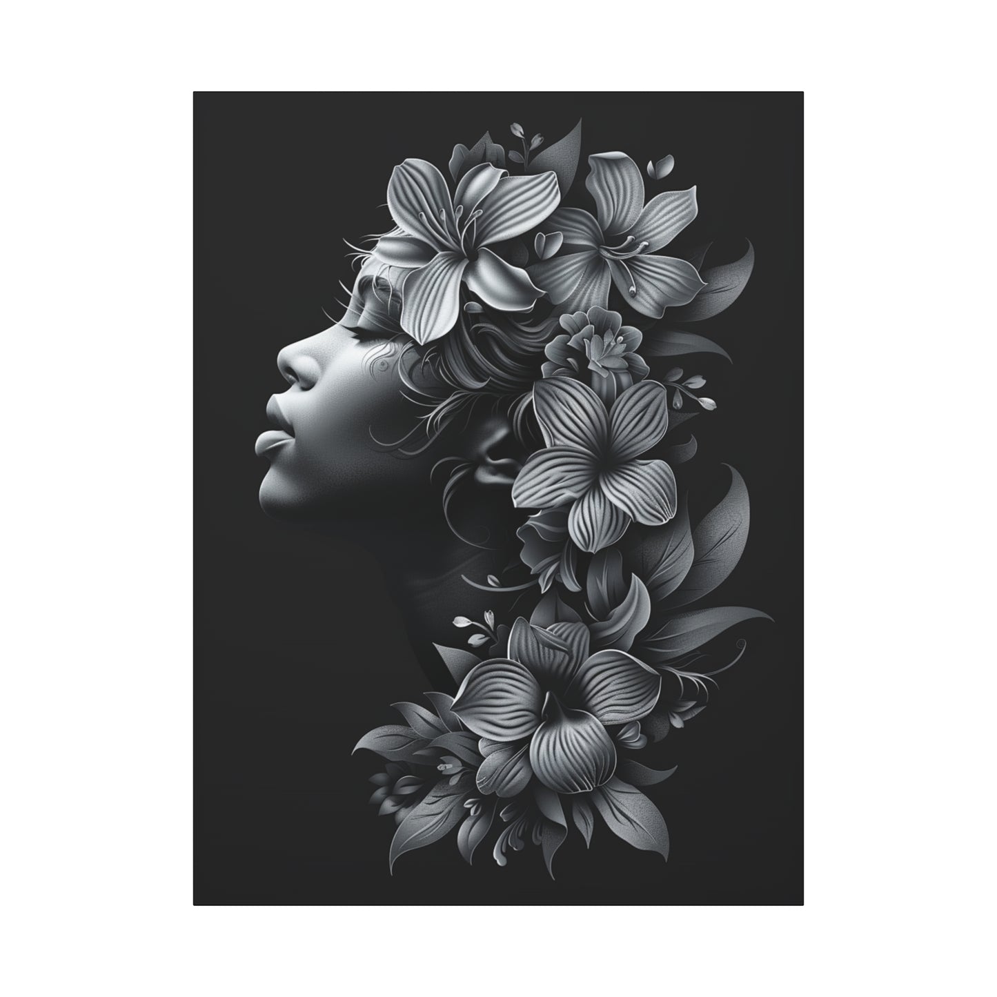 Floral Silhouette Canvas Print, Wall Art, Home Decor, Gift for Her, Modern Wall Hanging, Botanical Art - VYBE Shop