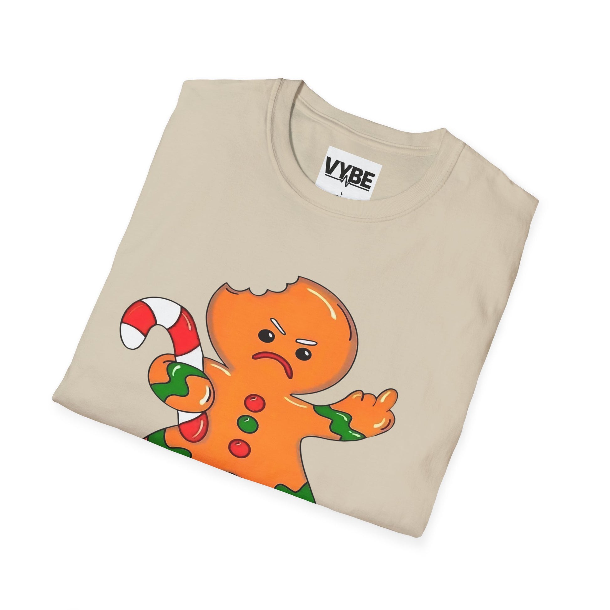 Christmas- Funny Gingerbread T-Shirt, Unisex Humor Tee, Holiday Gift, Christmas Apparel, Cute Seasonal Shirt, Bite Me Design - VYBE Shop