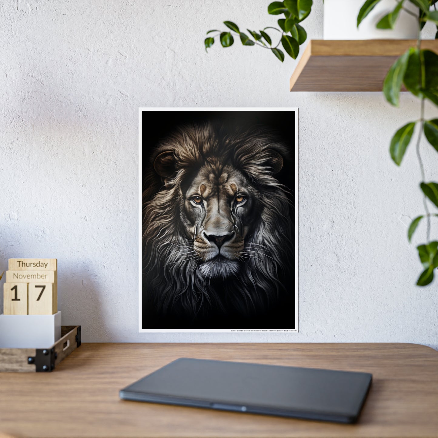 Lion Majestic Lion Wall Art, Animal Gloss Poster, Home Decor Gift for Wildlife Lovers, Office Wall Hanging - VYBE Shop