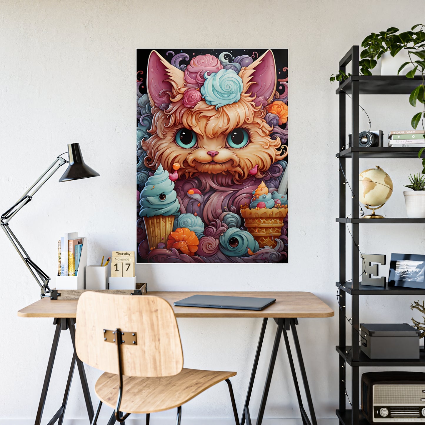 Colorful Cat Wall Art Poster - Cute Gloss Print for Vibrant Home Decor - VYBE Shop
