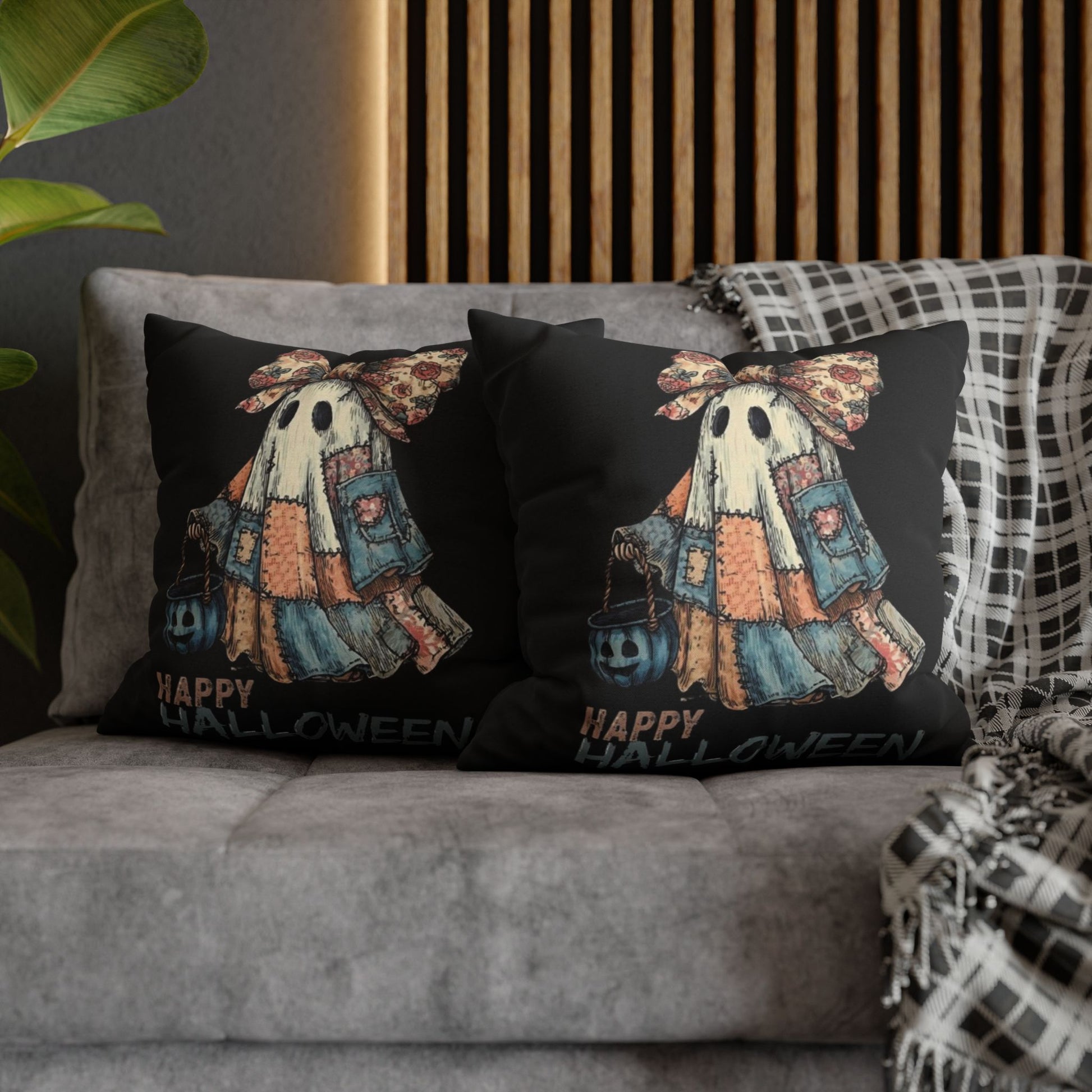 Halloween Ghost Pillowcase, Decorative Cushion Cover, Spooky Home Decor, Fall Gift, Cozy Halloween Accent, Autumn Decoration - VYBE Shop