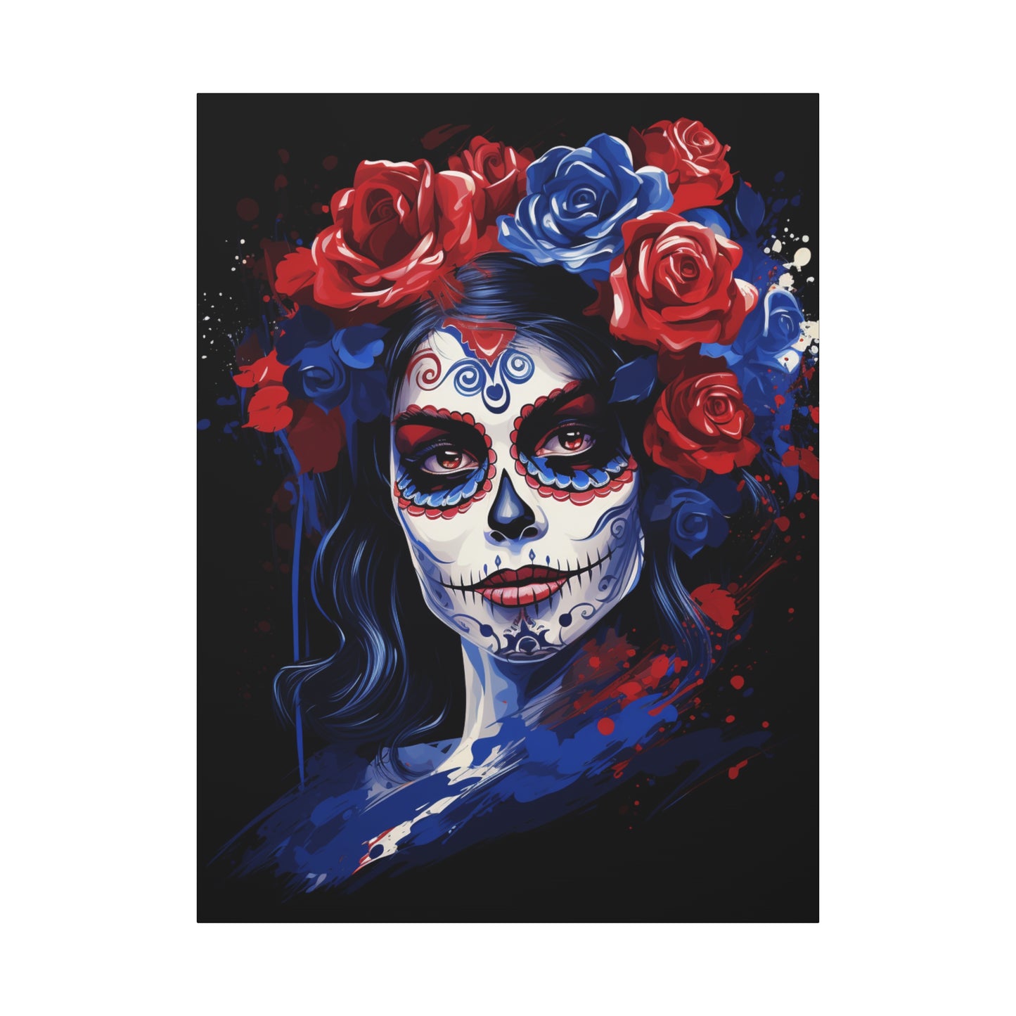 Canvas Art Print, Day of the Dead Decor, Floral Skull Artwork, Gothic Wall Art, Halloween Decoration, Unique Gift Idea, Mexican Tradition - VYBE Shop