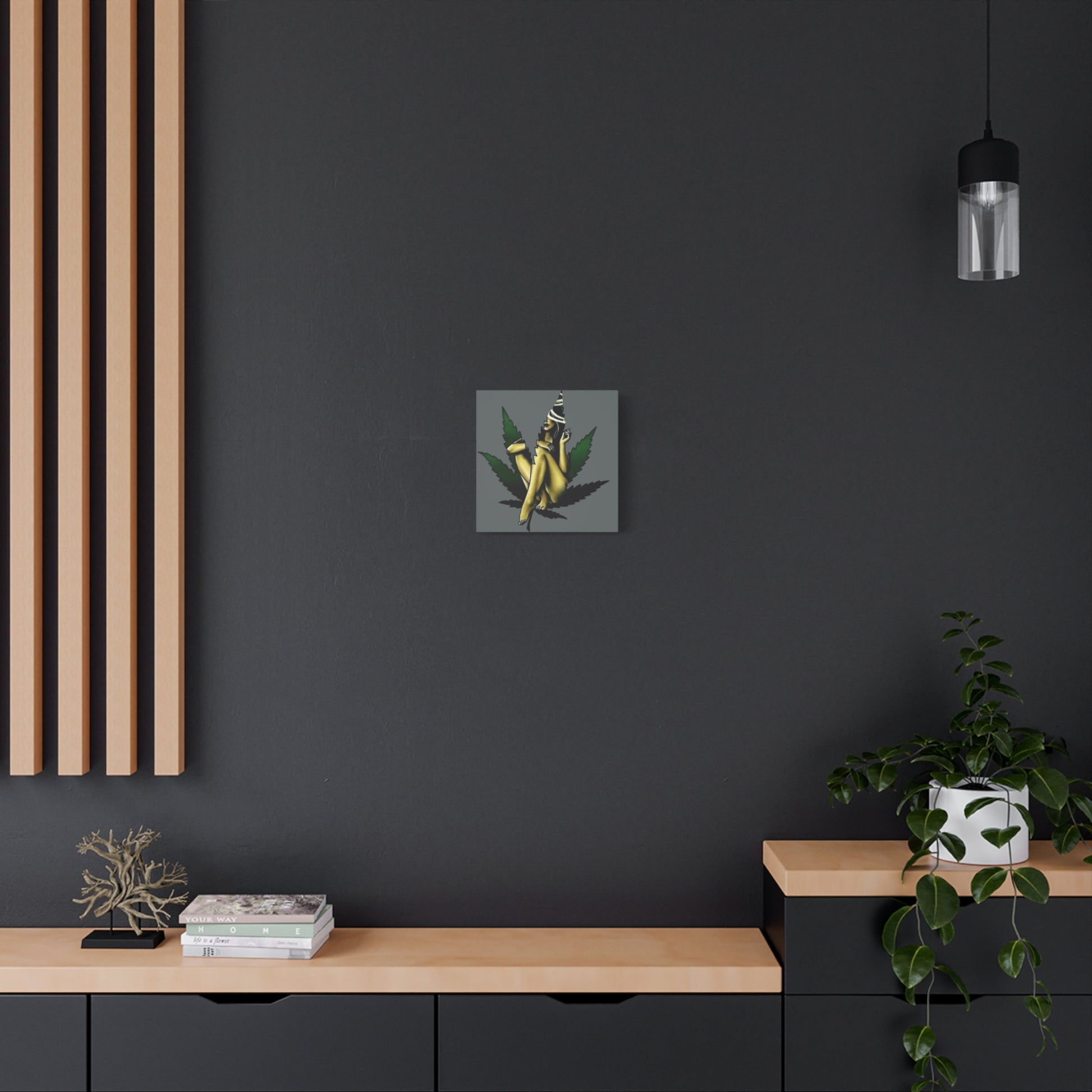 Artistic Cannabis Wall Canvas, Stretched Wall Art, Home Decor, Unique Gift, Bohemian Vibe, Chill Atmosphere - VYBE Shop