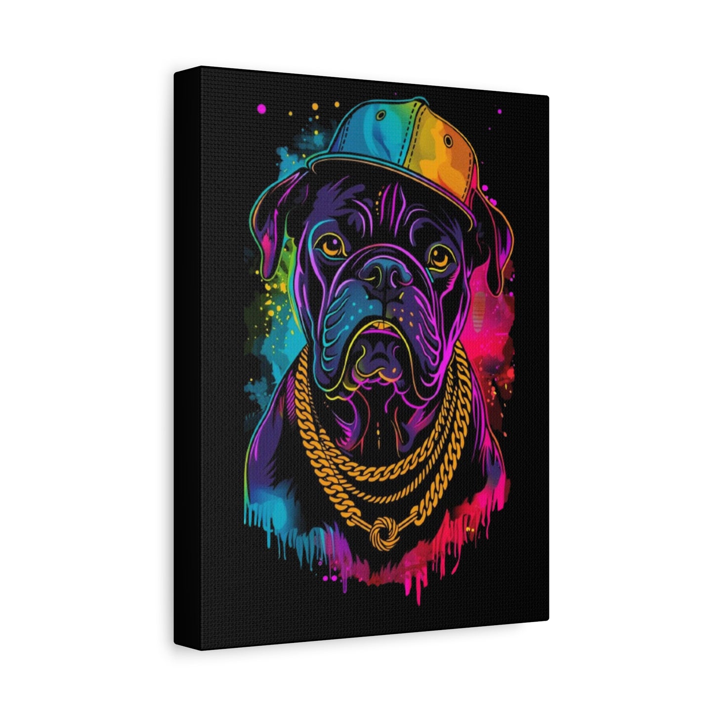 Neon Dog In Chain Matte Canvas, Stretched, 1.25" - VYBE Shop