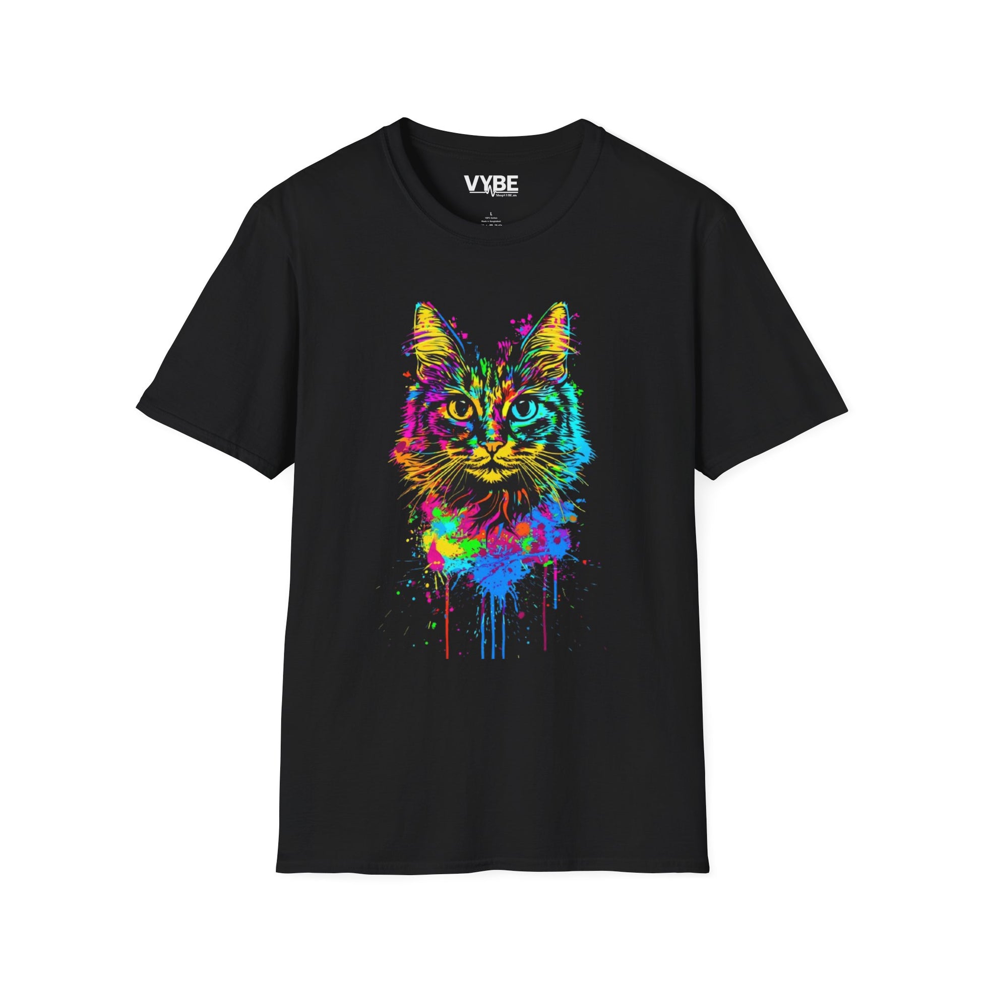 Colorful Cat Graphic T-Shirt - VYBE