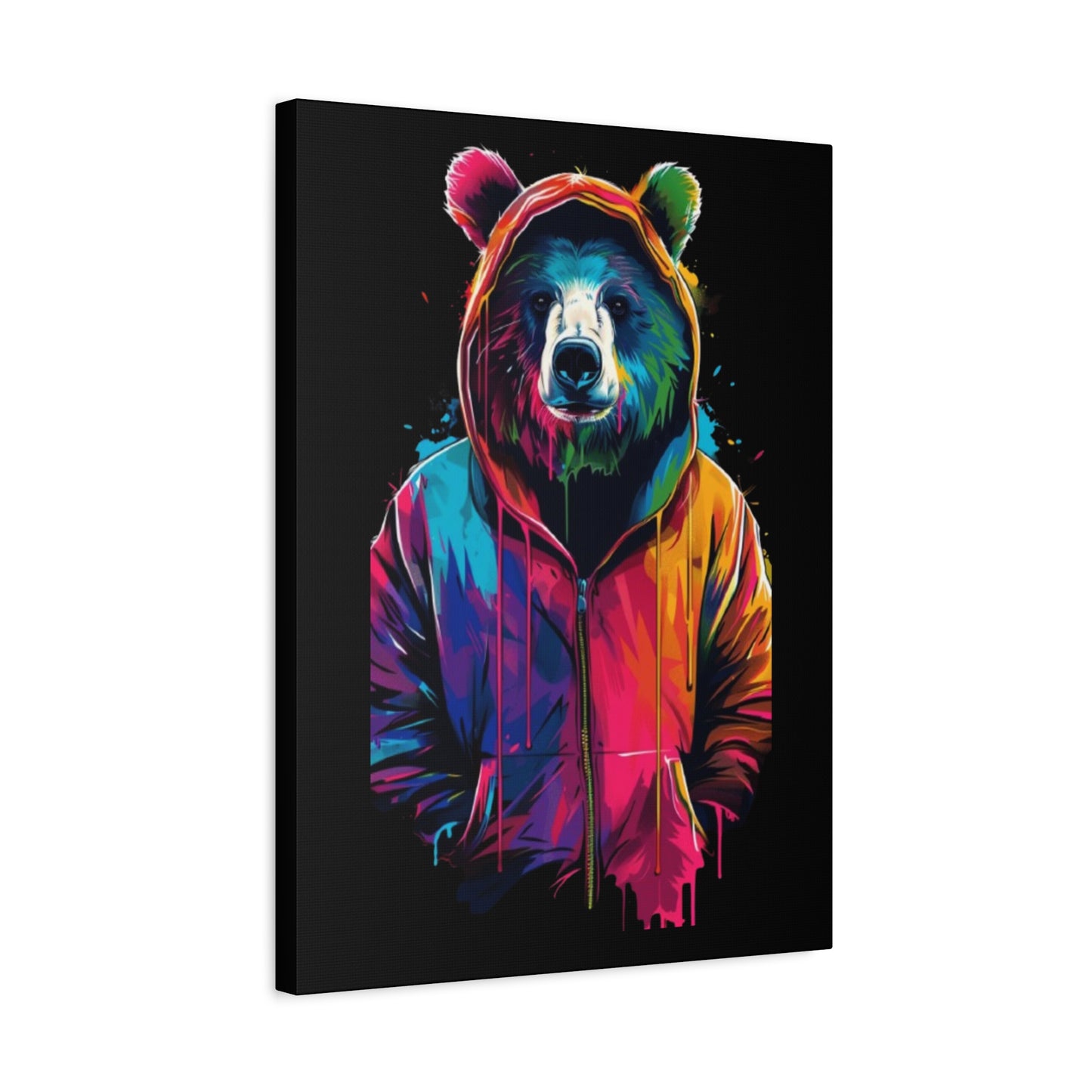 Vibrant Bear Canvas Art, Colorful Wall Decor, Modern Animal Painting, Home Aesthetic, Unique Gift Idea, Wildlife Lover Decor - VYBE Shop
