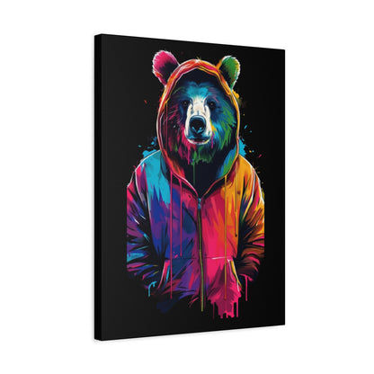 Vibrant Bear Canvas Art, Colorful Wall Decor, Modern Animal Painting, Home Aesthetic, Unique Gift Idea, Wildlife Lover Decor - VYBE Shop