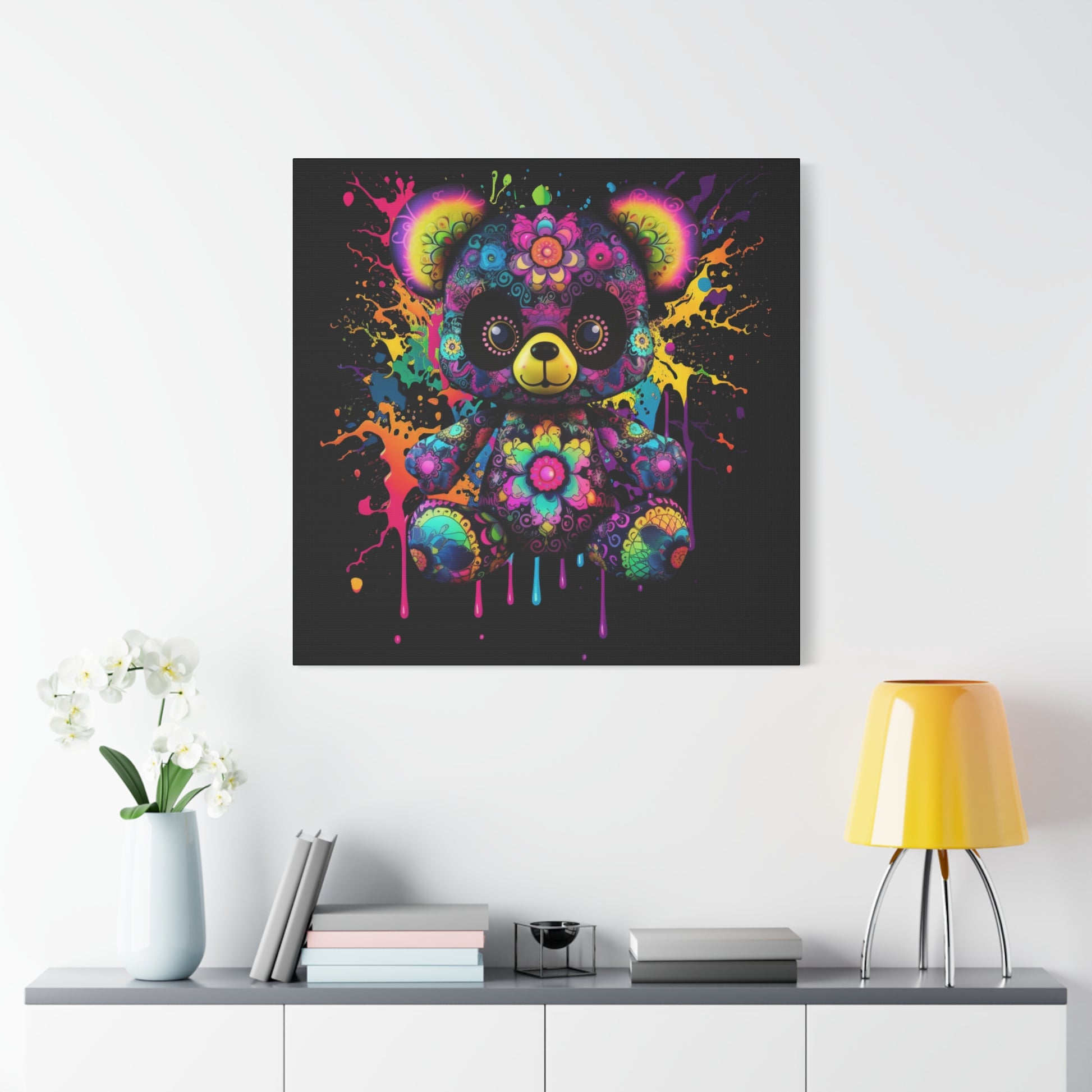 Artistic Bear Canvas Wall Art, Colorful Bear Decor, Playful Room Decor, Unique Gift for Kids, Nursery Wall Hanging - VYBE Shop