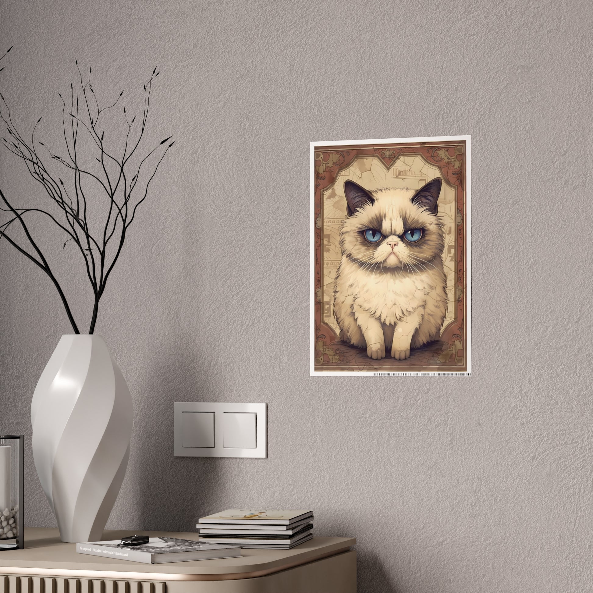 Grumpy Cat Art Poster, Cute Cat Poster - VYBE Shop