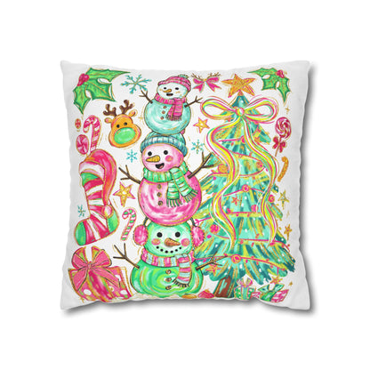 Festive Christmas Pillowcase, Holiday Decor, Winter Home Accent, Cute Snowman Design, Cozy Cushion Cover - VYBE Shop