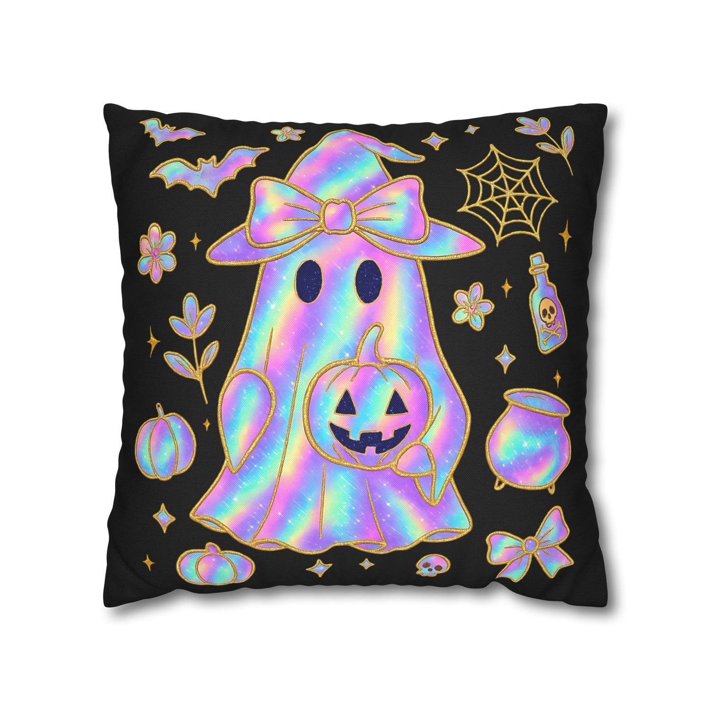 Holographic Ghost Pillowcase - Cozy Halloween Decor, Cute Cushion Cover, Spooky Gift for Fall Vibes - VYBE Shop