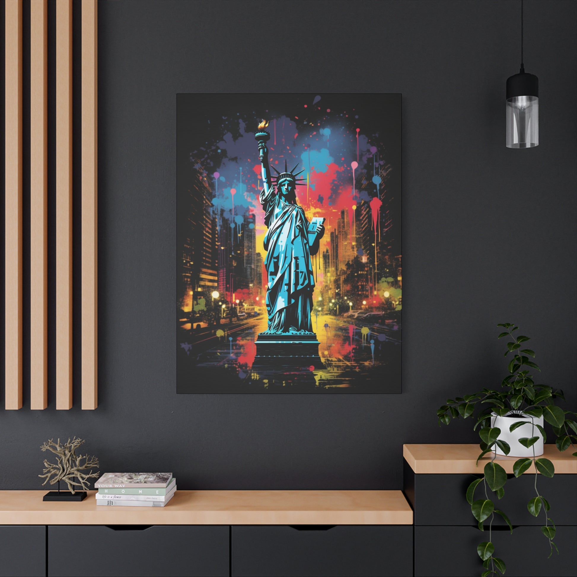 Colorful Liberty Canvas Wall Art, New York City Decor, Gift for Patriot, Home Office Wall Art, Vibrant Modern Artwork - VYBE Shop