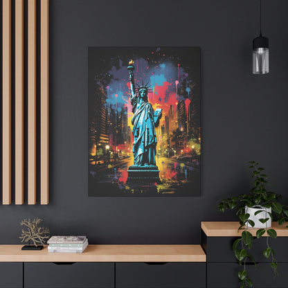 Colorful Liberty Canvas Wall Art, New York City Decor, Gift for Patriot, Home Office Wall Art, Vibrant Modern Artwork - VYBE Shop