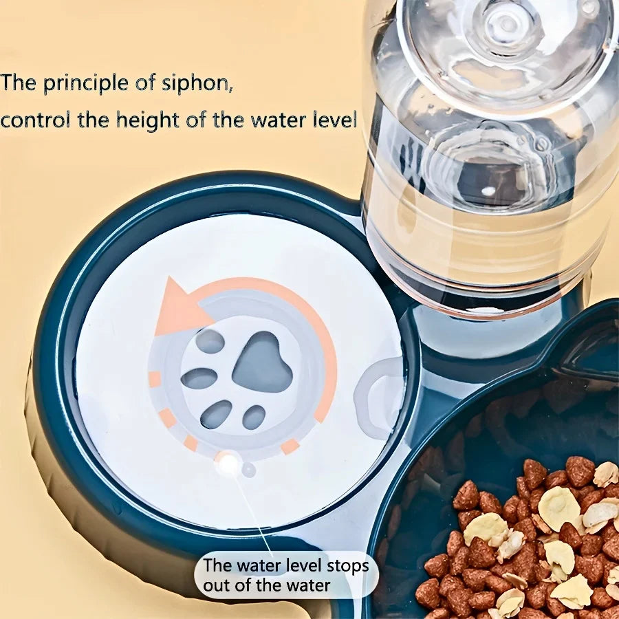 3-in-1 Cat Food & Water Bowl Set with Gravity Water Feeder - VYBE