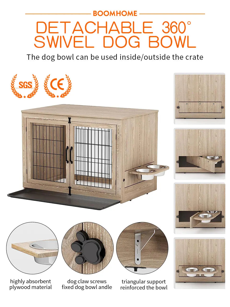 Wooden Two-Door Dog Cage - Luxury Solid Wood Pet Furniture - VYBE