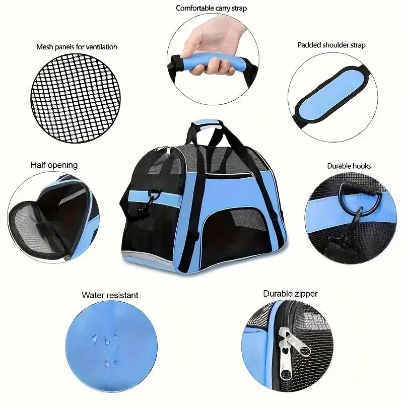 Portable Dog & Cat Travel Carrier – Breathable Mesh Pet Handbag - VYBE