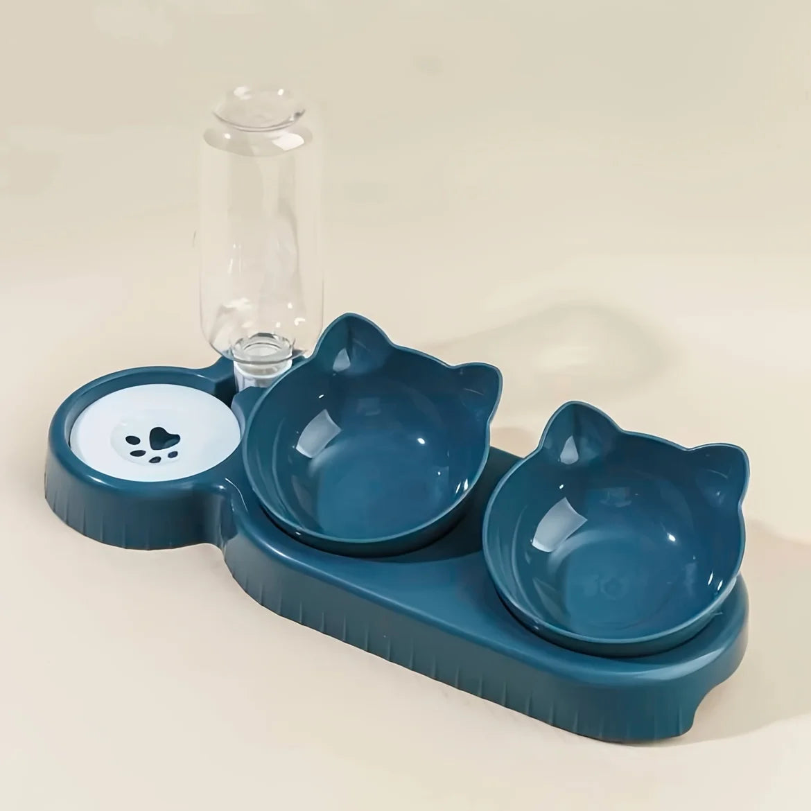 3-in-1 Cat Food & Water Bowl Set with Gravity Water Feeder - VYBE
