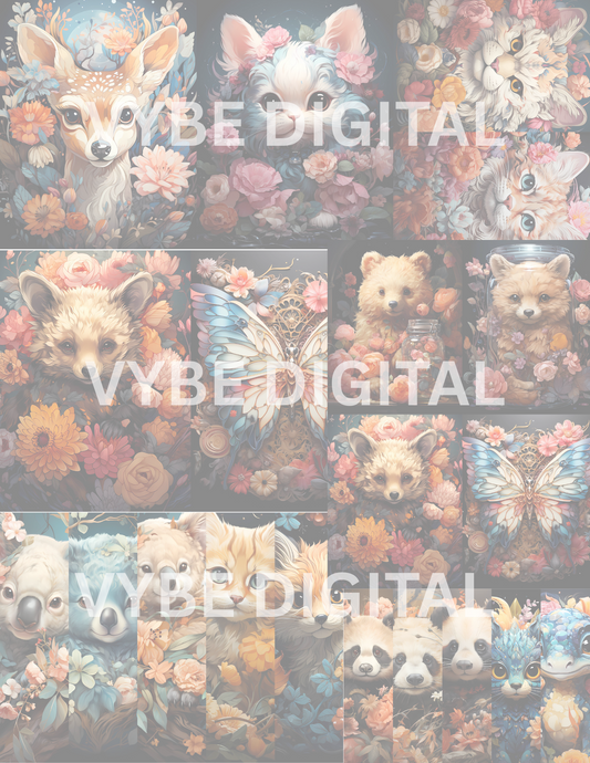 Kawaii Animal Junk Journal Pages- 157 Pages