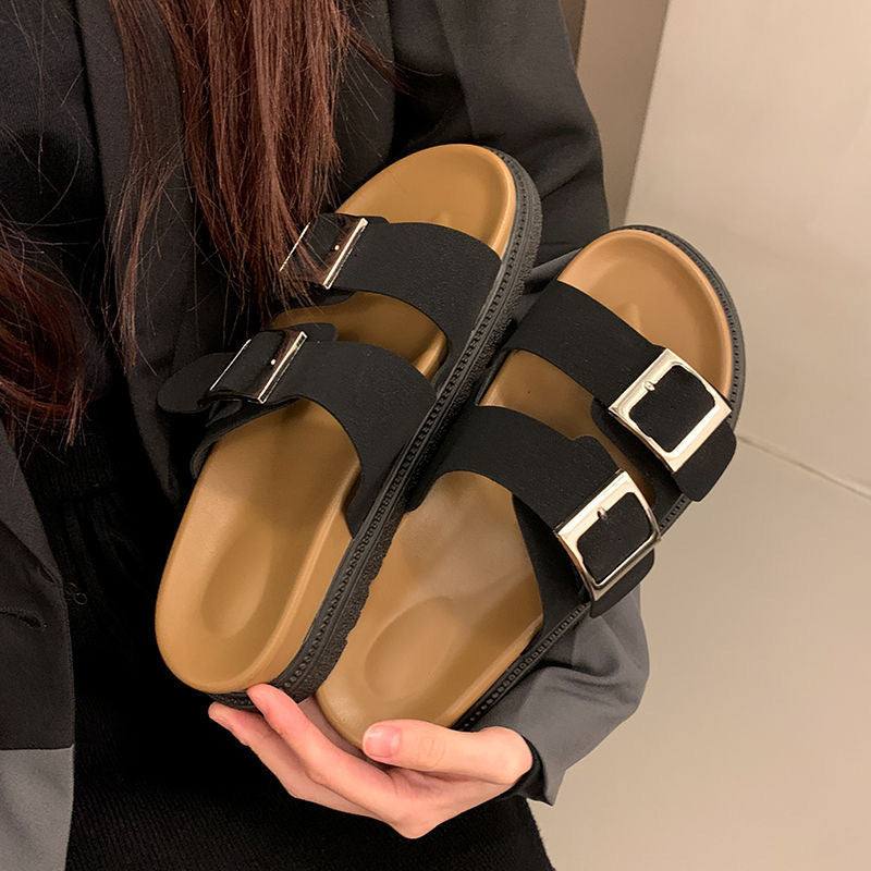 Thick-soled flip-flops Sandals with belt - VYBE