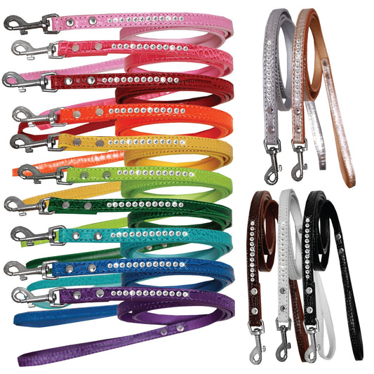Dog, Puppy & Pet Designer Croc Leash, "One Row Clear Crystal" - VYBE