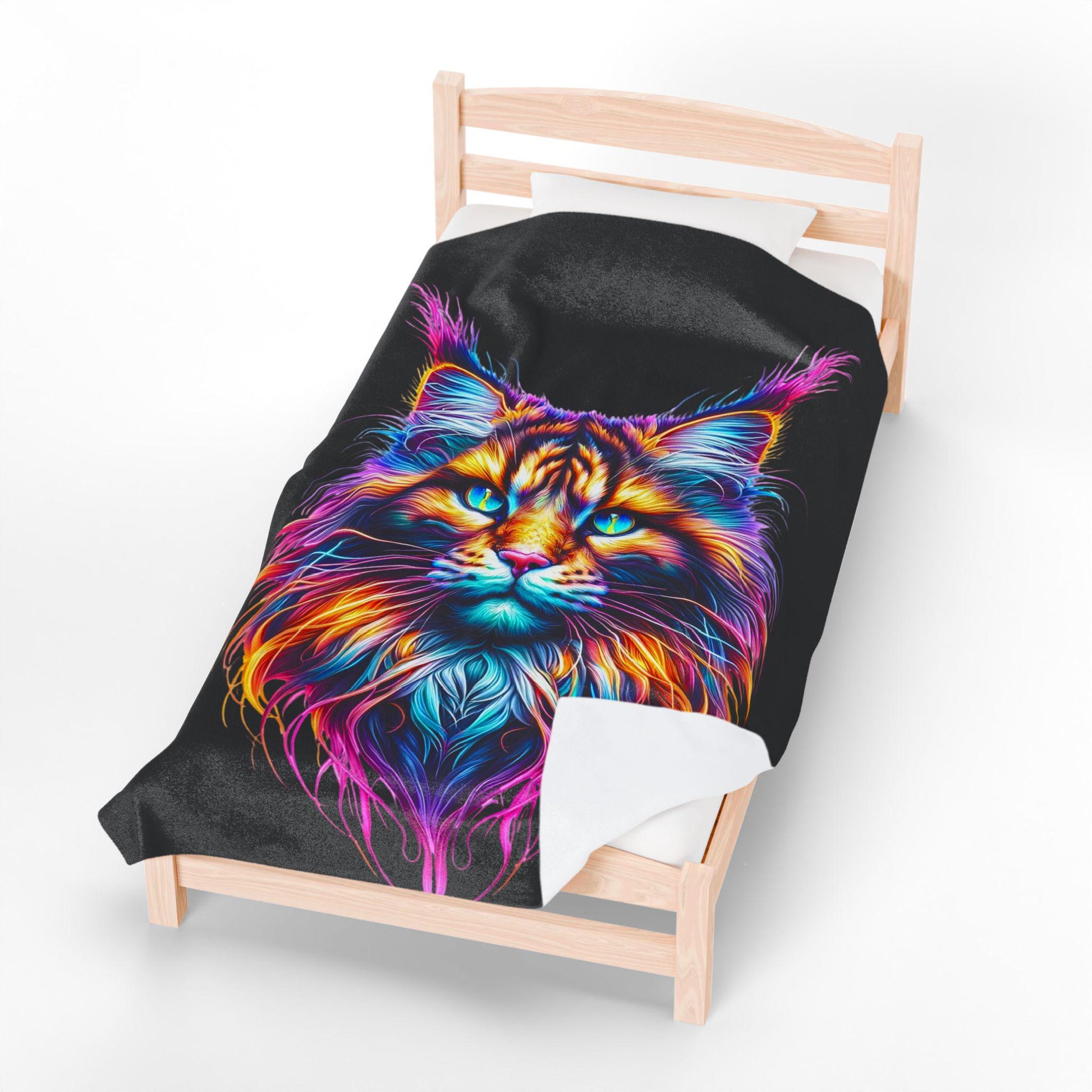 Vibrant Cat Plush Blanket, Cozy Cat Lover Gift, Colorful Decorative Th - VYBE Shop