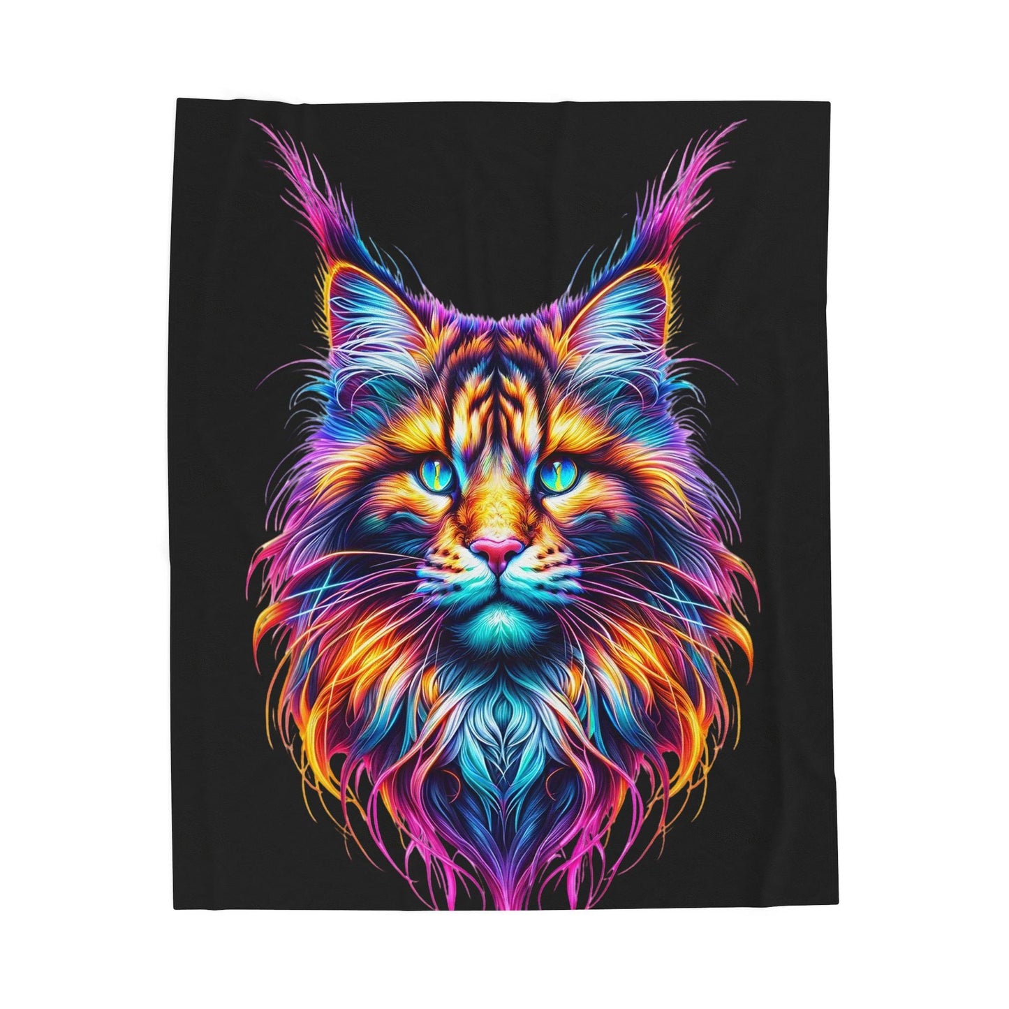 Vibrant Cat Plush Blanket, Cozy Cat Lover Gift, Colorful Decorative Th - VYBE Shop