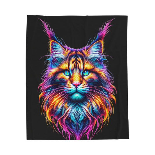 Vibrant Cat Plush Blanket, Cozy Cat Lover Gift, Colorful Decorative Th - VYBE Shop