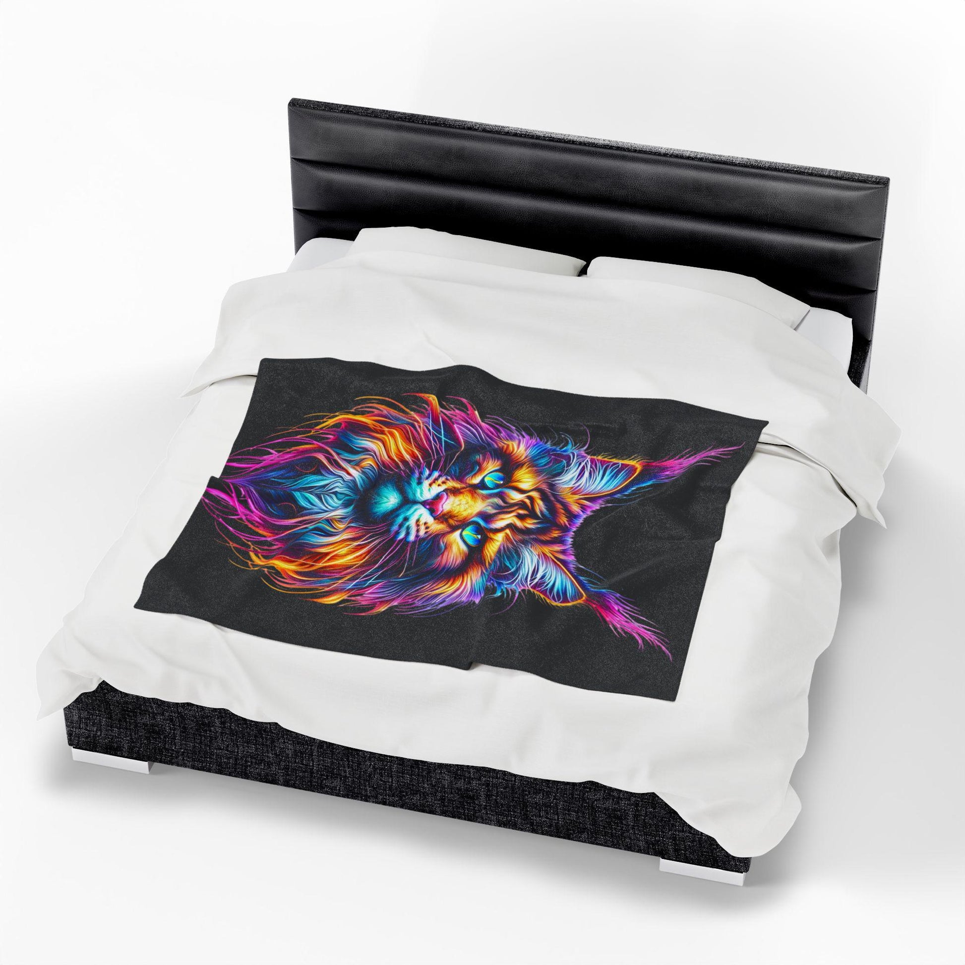 Vibrant Cat Plush Blanket, Cozy Cat Lover Gift, Colorful Decorative Th - VYBE Shop
