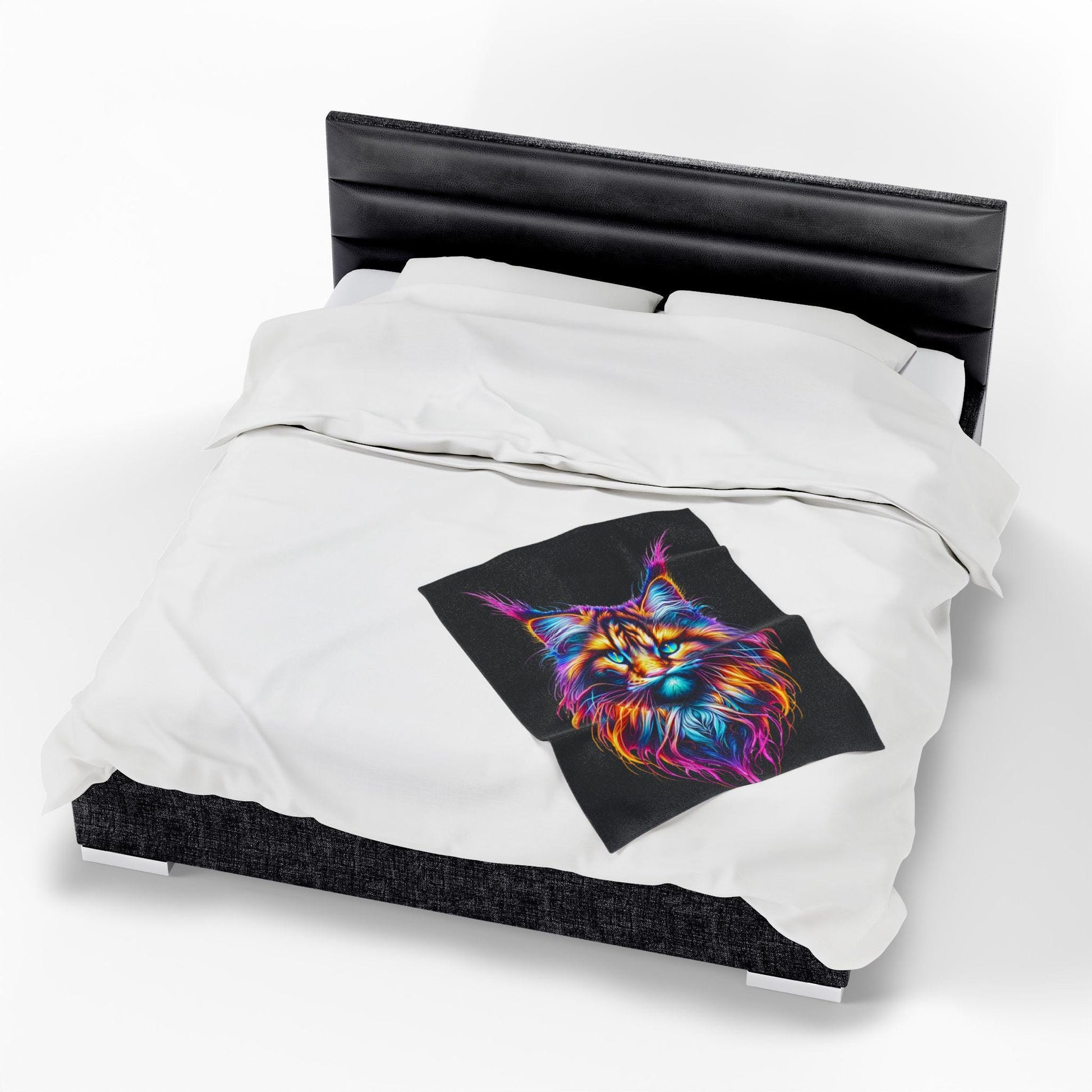 Vibrant Cat Plush Blanket, Cozy Cat Lover Gift, Colorful Decorative Th - VYBE Shop