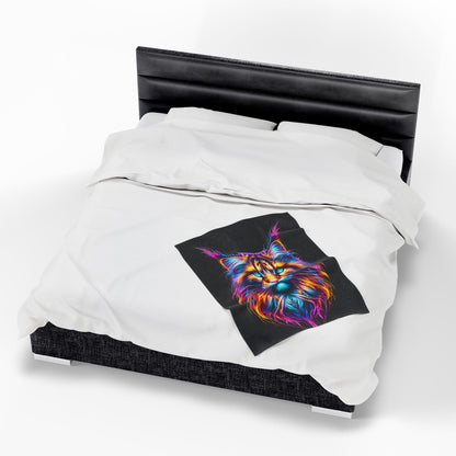 Vibrant Cat Plush Blanket, Cozy Cat Lover Gift, Colorful Decorative Th - VYBE Shop