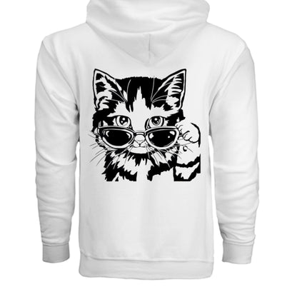 Kitty With Glasses Zip Hoodie - VYBE Shop