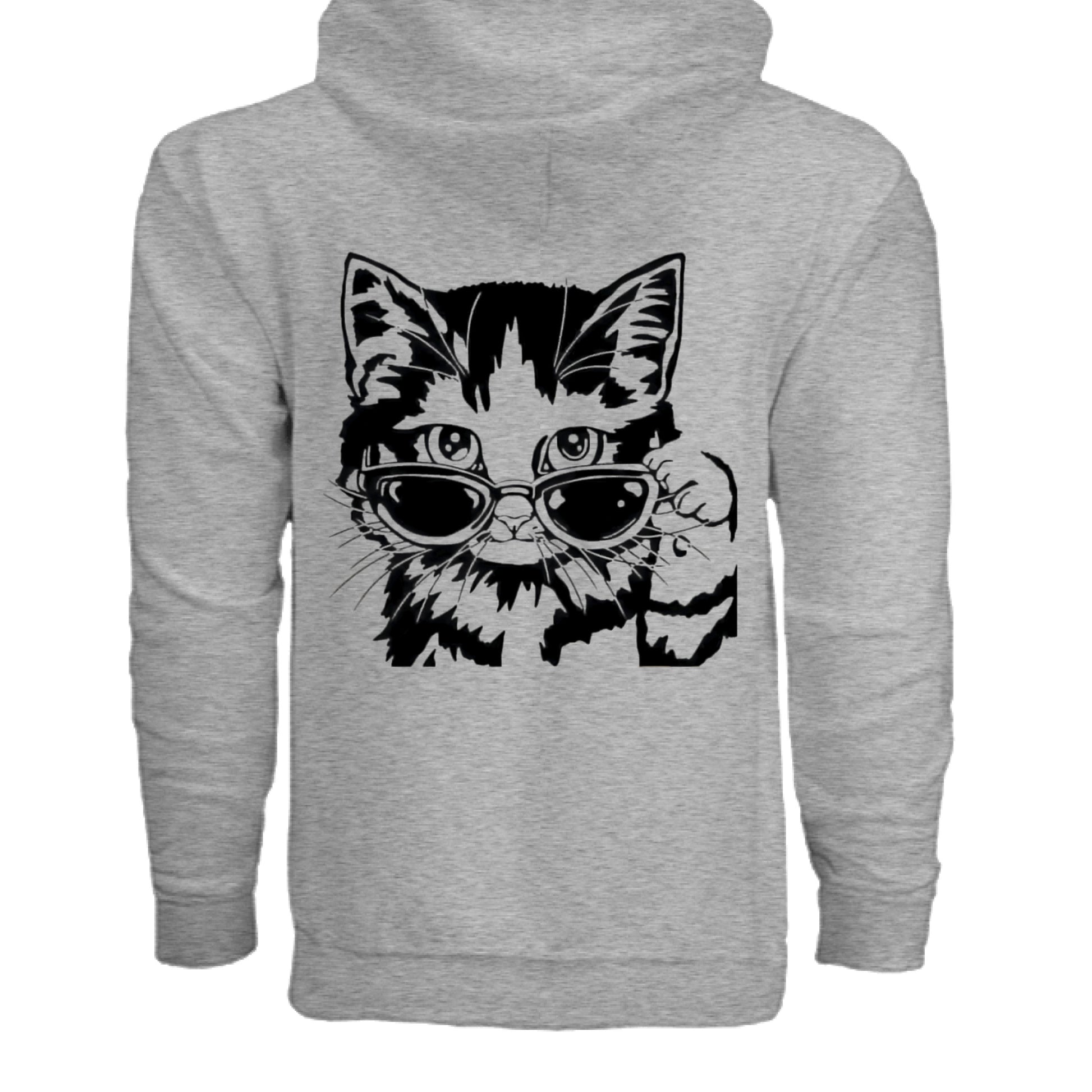 Kitty With Glasses Zip Hoodie - VYBE Shop