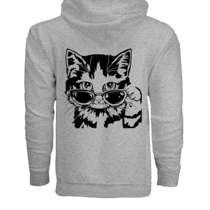 Kitty With Glasses Zip Hoodie - VYBE Shop