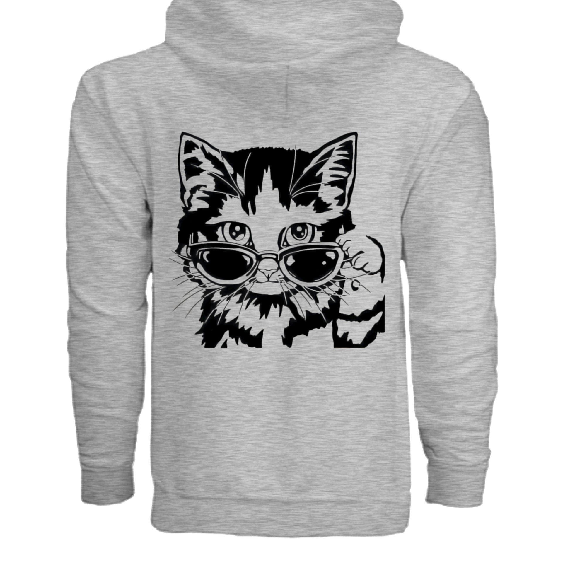 Kitty With Glasses Zip Hoodie - VYBE Shop